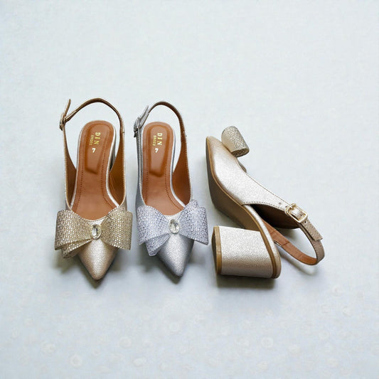 Crystal Bow Slingback Heels