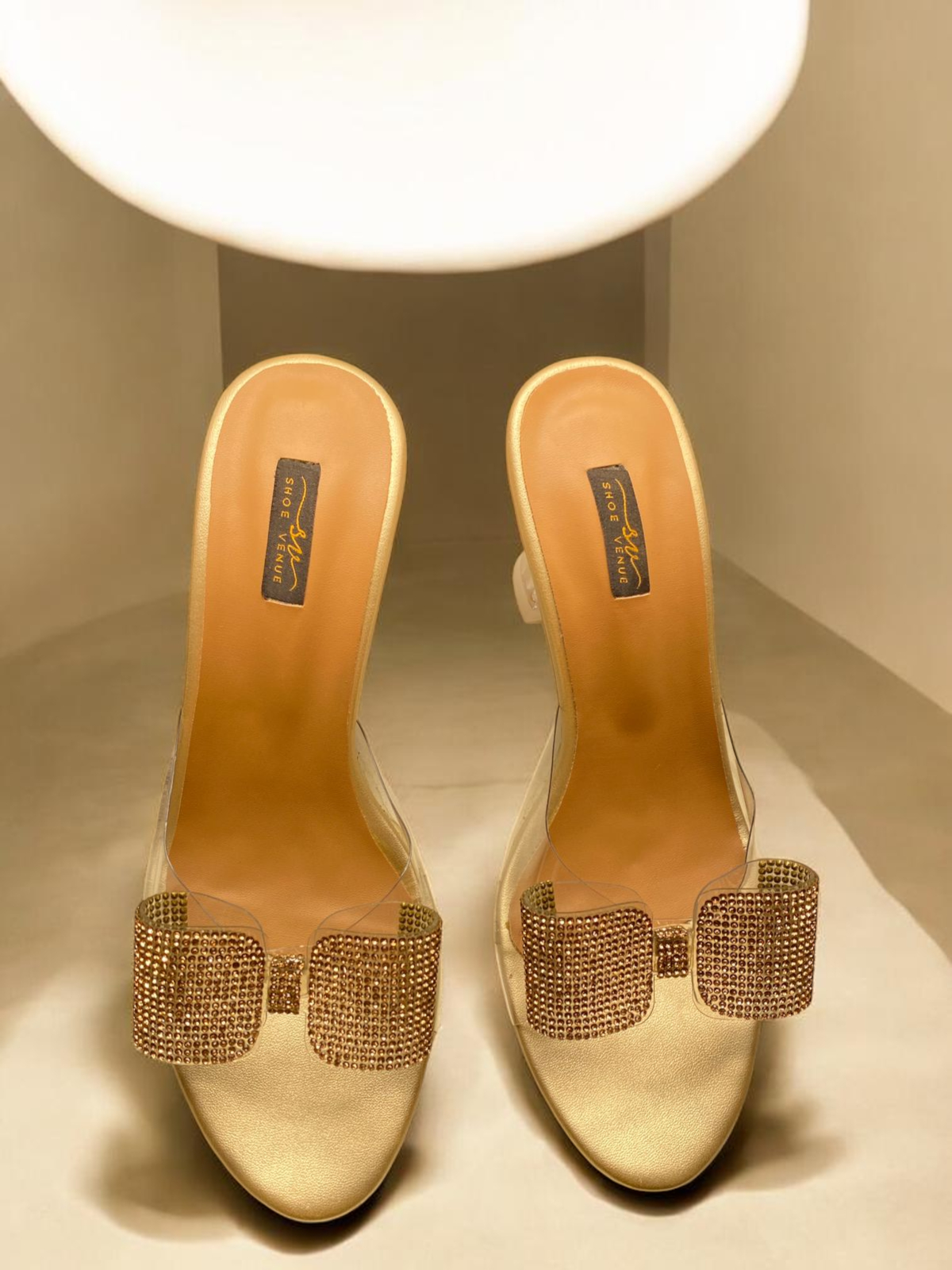 Elegant Crystal Bow Heels