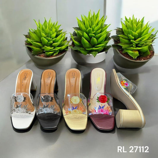 Floral Clear Block Heel