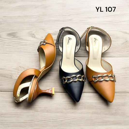 Elegant Pointed-Toe Chain Slingbacks